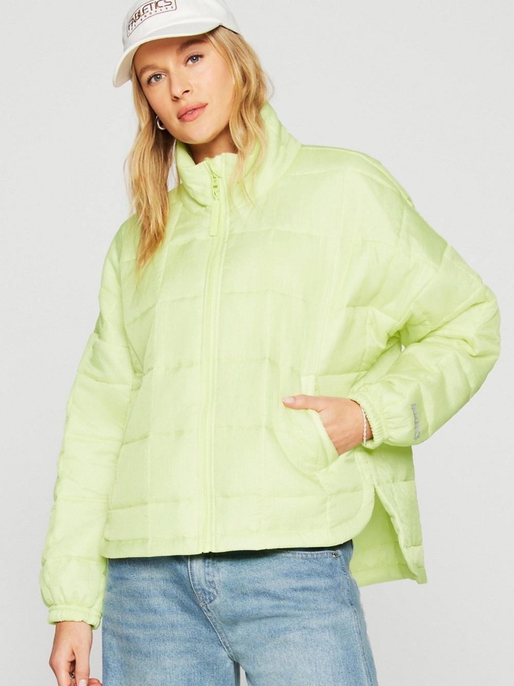 Fabletics Daydreamer Quilted Light Green Puffer Jacket Women's Quilted Coat Sz M